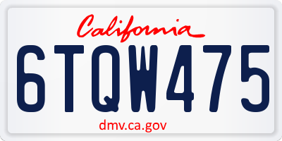 CA license plate 6TQW475