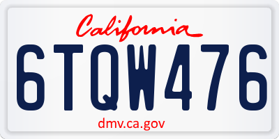 CA license plate 6TQW476