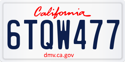 CA license plate 6TQW477