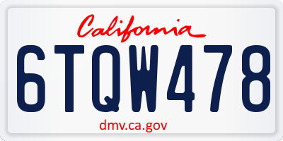 CA license plate 6TQW478
