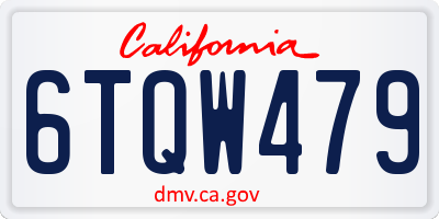 CA license plate 6TQW479