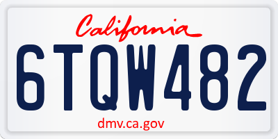 CA license plate 6TQW482