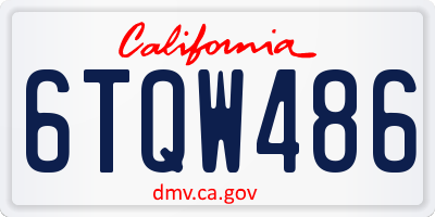 CA license plate 6TQW486