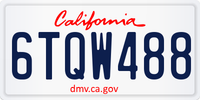 CA license plate 6TQW488
