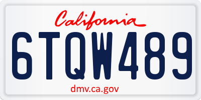 CA license plate 6TQW489