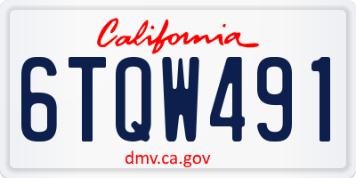 CA license plate 6TQW491