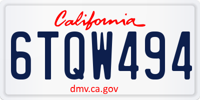 CA license plate 6TQW494