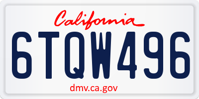 CA license plate 6TQW496