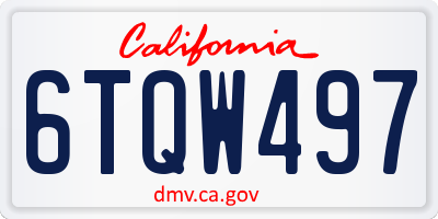 CA license plate 6TQW497