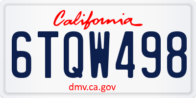 CA license plate 6TQW498