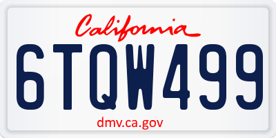 CA license plate 6TQW499
