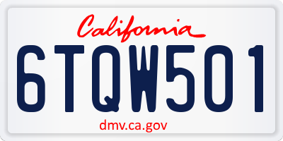 CA license plate 6TQW501