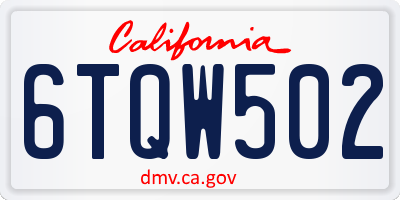 CA license plate 6TQW502