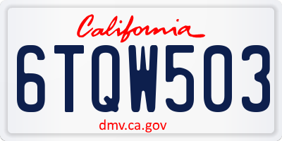 CA license plate 6TQW503
