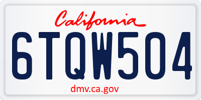 CA license plate 6TQW504