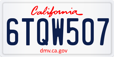 CA license plate 6TQW507