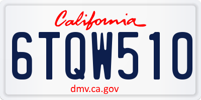 CA license plate 6TQW510