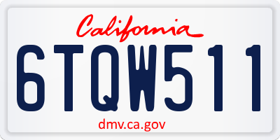 CA license plate 6TQW511