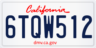 CA license plate 6TQW512