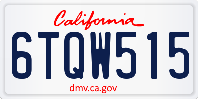 CA license plate 6TQW515