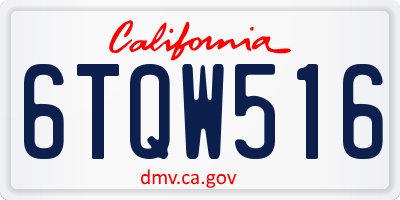 CA license plate 6TQW516