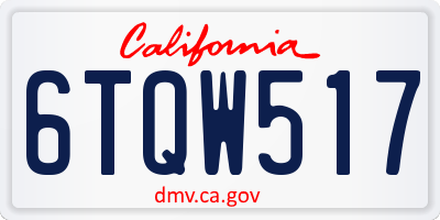 CA license plate 6TQW517