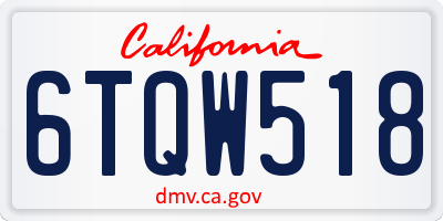 CA license plate 6TQW518