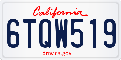 CA license plate 6TQW519