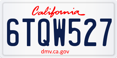 CA license plate 6TQW527