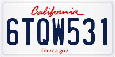 CA license plate 6TQW531