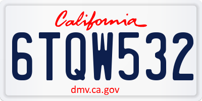 CA license plate 6TQW532