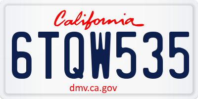 CA license plate 6TQW535