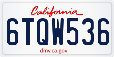 CA license plate 6TQW536