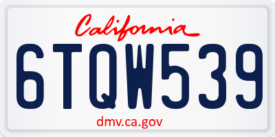 CA license plate 6TQW539