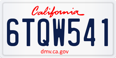 CA license plate 6TQW541