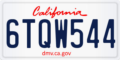 CA license plate 6TQW544