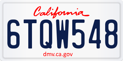 CA license plate 6TQW548