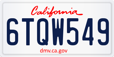 CA license plate 6TQW549