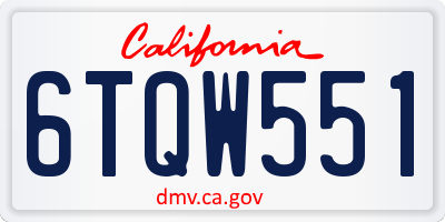 CA license plate 6TQW551