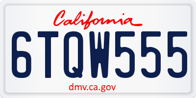 CA license plate 6TQW555