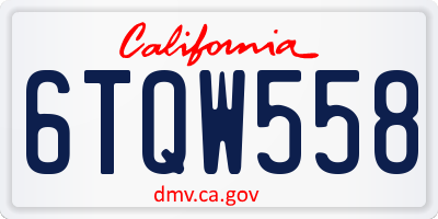 CA license plate 6TQW558