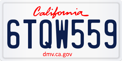 CA license plate 6TQW559