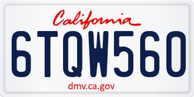 CA license plate 6TQW560