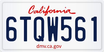 CA license plate 6TQW561