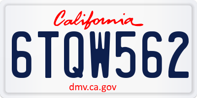 CA license plate 6TQW562