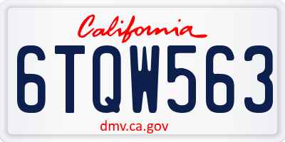 CA license plate 6TQW563