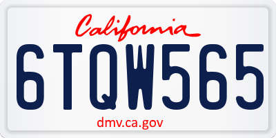 CA license plate 6TQW565