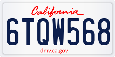 CA license plate 6TQW568