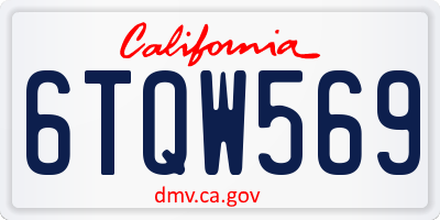 CA license plate 6TQW569