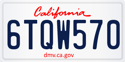 CA license plate 6TQW570